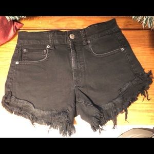 AE High Waisted Black Denim Shorts